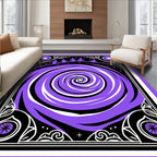 Whimsical Purple Swirl Cosmic Figures Rug