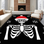 Red Santa Hat Skeleton Snowflakes Art Rug