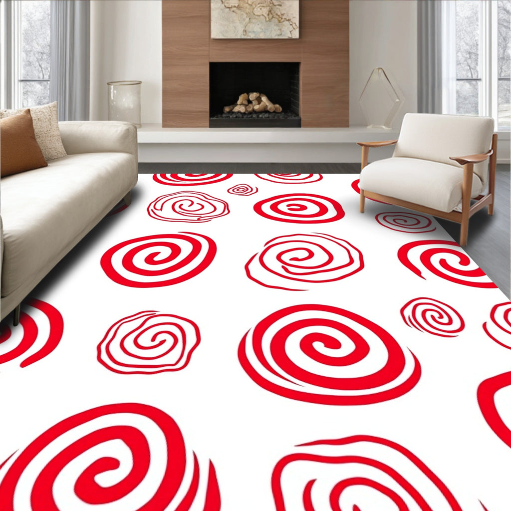 Crimson Swirl Abstract Medley Rug