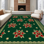 Deep Green Floral Star Medallion Rug
