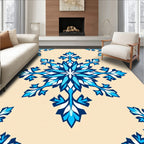 Ice Blue Snowflake Mandala Rug
