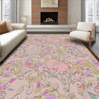 Vintage Pink Floral Botanical Garden Rug