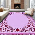 Ornate Lilac Heart Vine Border Rug