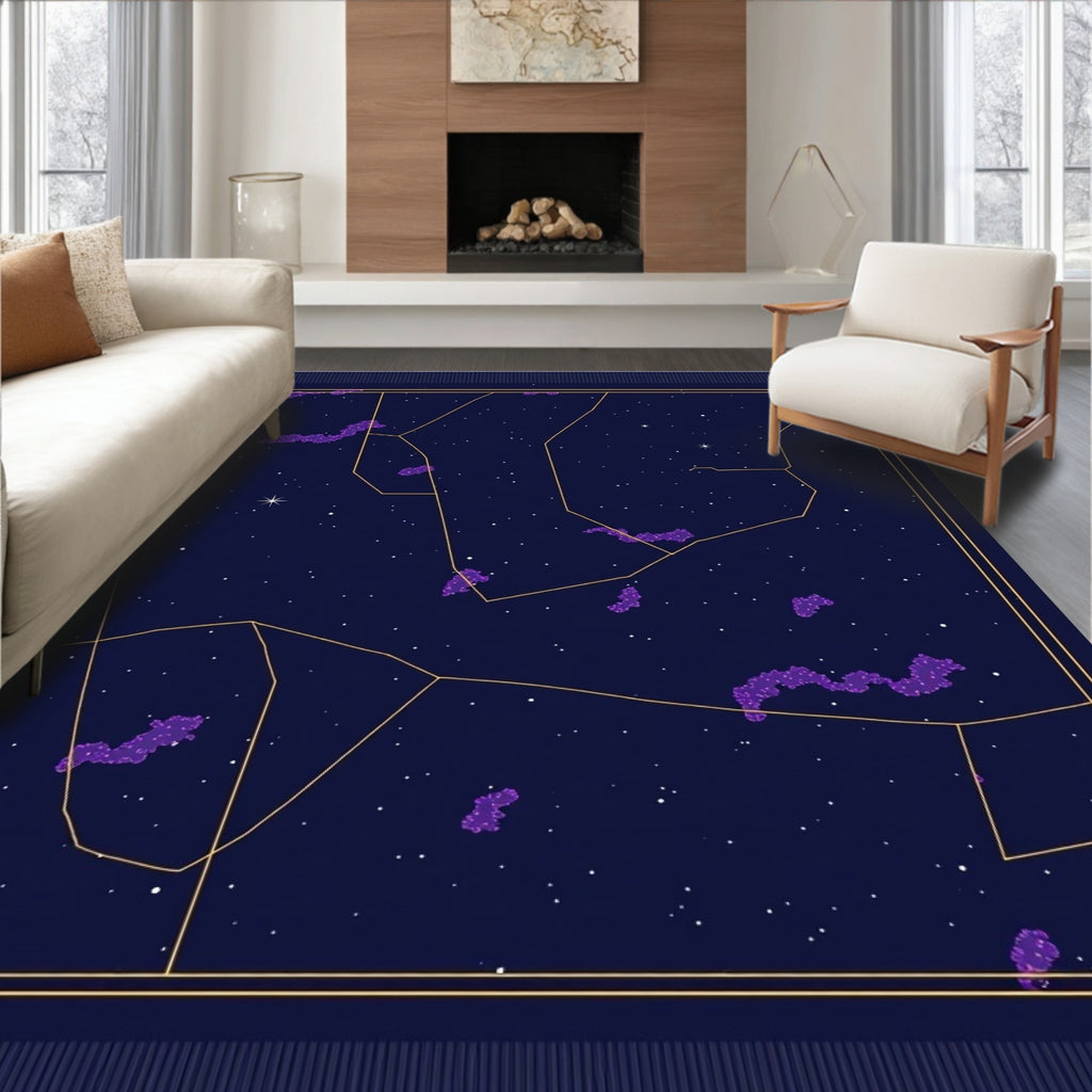 Cosmic Starry Purple Nebula Geometric Rug