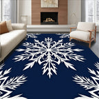 White Snowflake On Deep Blue Rug