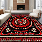 Bold Red Floral Sunburst Medallion Rug