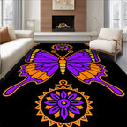 Violet Orange Butterfly Mandala Rug