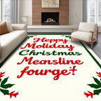 Festive Red Green Holly Christmas Rug