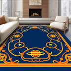 Cosmic Blue Orange Planet Star Rug
