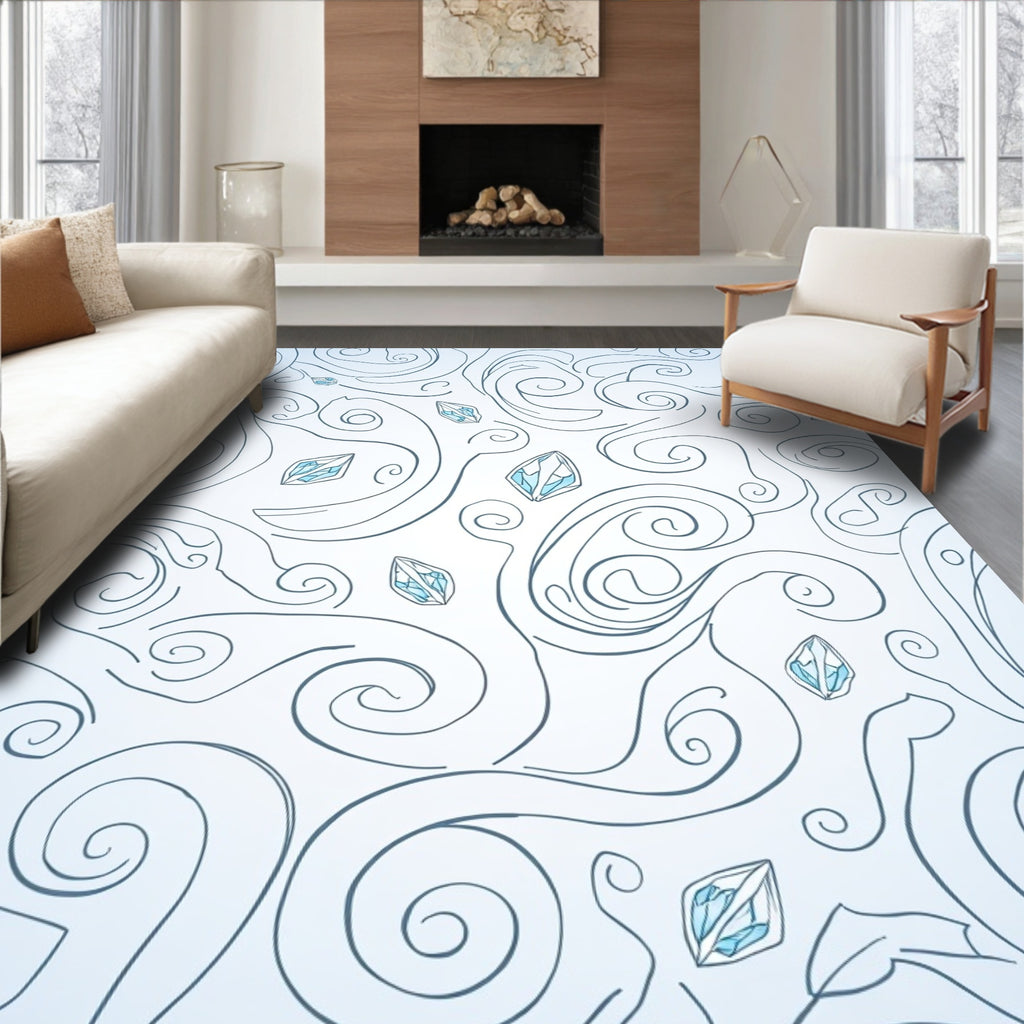 Winter Sky Swirl Crystal Rug