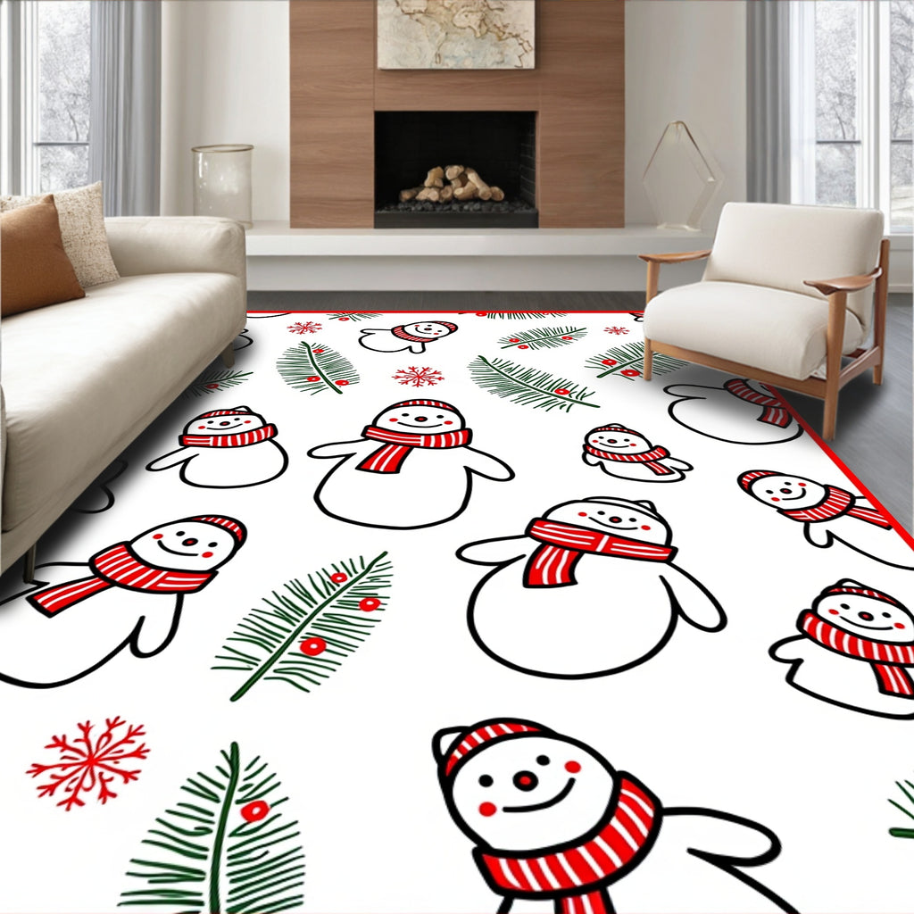 Charming Snowman Pine Berry Repeat Rug