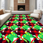 Green Yellow Red Plaid Fragmented Star Rug