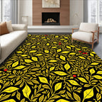 Golden Yellow Leaf Berry Vines Rug