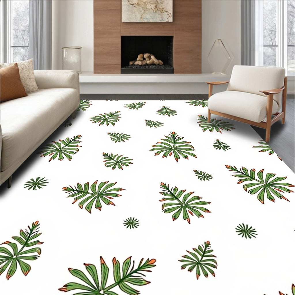 Green Leafy Palm Scatter Rug