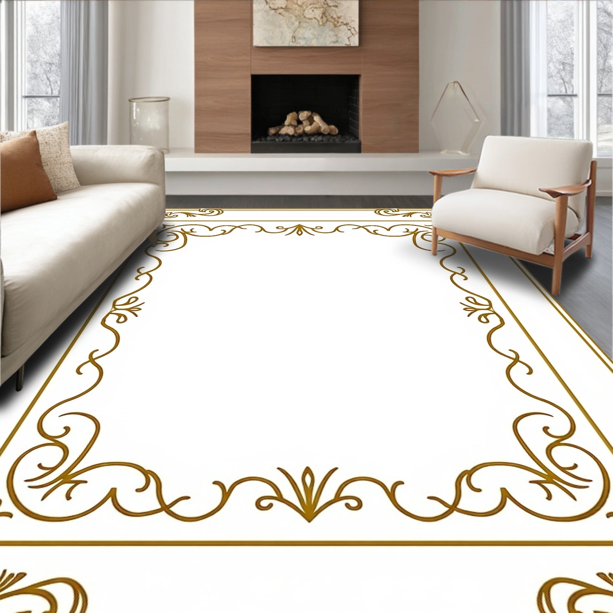 Antique Gold Art Nouveau Frame Rug