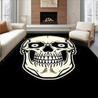 Cream Skull Face Illustration Rug