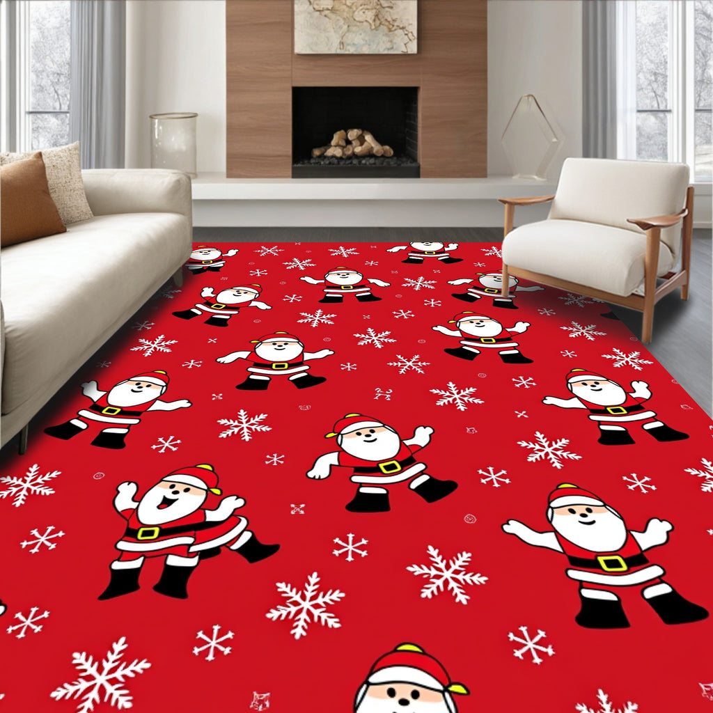 Jolly Santa Claus Snowflake Red Rug