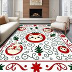 Festive Red Green Cat Christmas Ornament Rug