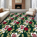 Rich Emerald Floral Bloom Bouquets Rug