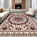 Ornate Crimson Sunburst Floral Rug