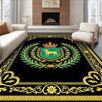 Regal Black Golden Laurel Dog Crest Rug