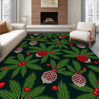 Festive Red Berry Pinecone Garland Rug