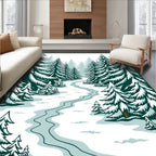 Winter Forest Snowy Pathway Rug