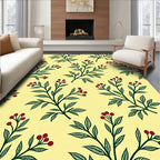 Yellow With Green Berry Branches Rug