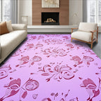 Orchid Pink Butterfly Floral Swirl Rug
