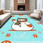 Winter Snowman Orange Festive Border Rug