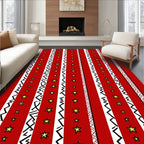 Bold Red Starburst Zigzag Stripe Rug