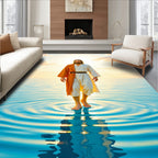 Radiant Figure Walking on Rippled Waters Rug