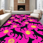 Black silhouette dogs on hot pink Rug