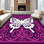 Whimsical Purple Pink Butterfly Garden Rug