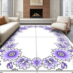 Purple Floral Border Frame Rug