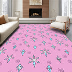Pink Cyan Snowflake Starburst Medallions Rug