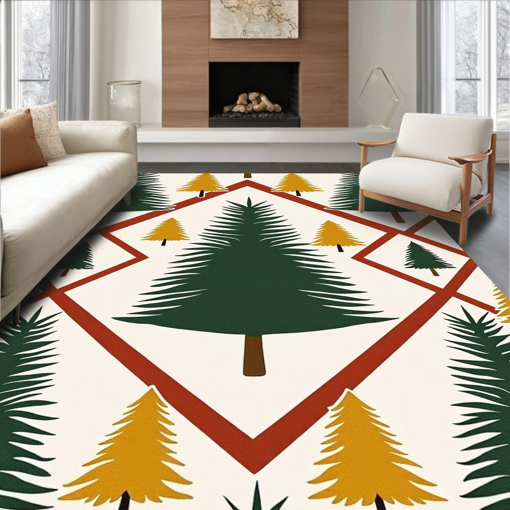 Deep Green Pine Diamond Harmony Rug