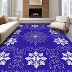 White Snowflake Blue Mandala Rug