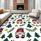 Christmas Gnome Green Tree Gold Star Rug