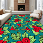 Radiant Red Berry Bright Leaf Scatter Rug