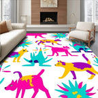 Vibrant Pink Yellow Purple Animal Burst Rug