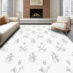 Light Gray Hand Drawn Floral Rug