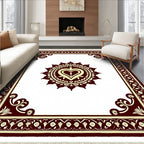 Crimson Heart Medallion Cream Border Rug