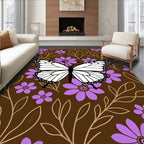 Brown Floral Butterfly Garden Rug