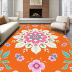 Vibrant Pink Floral Kaleidoscope Rug