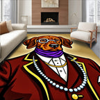Dapper Dog Portrait With Monocle Rug