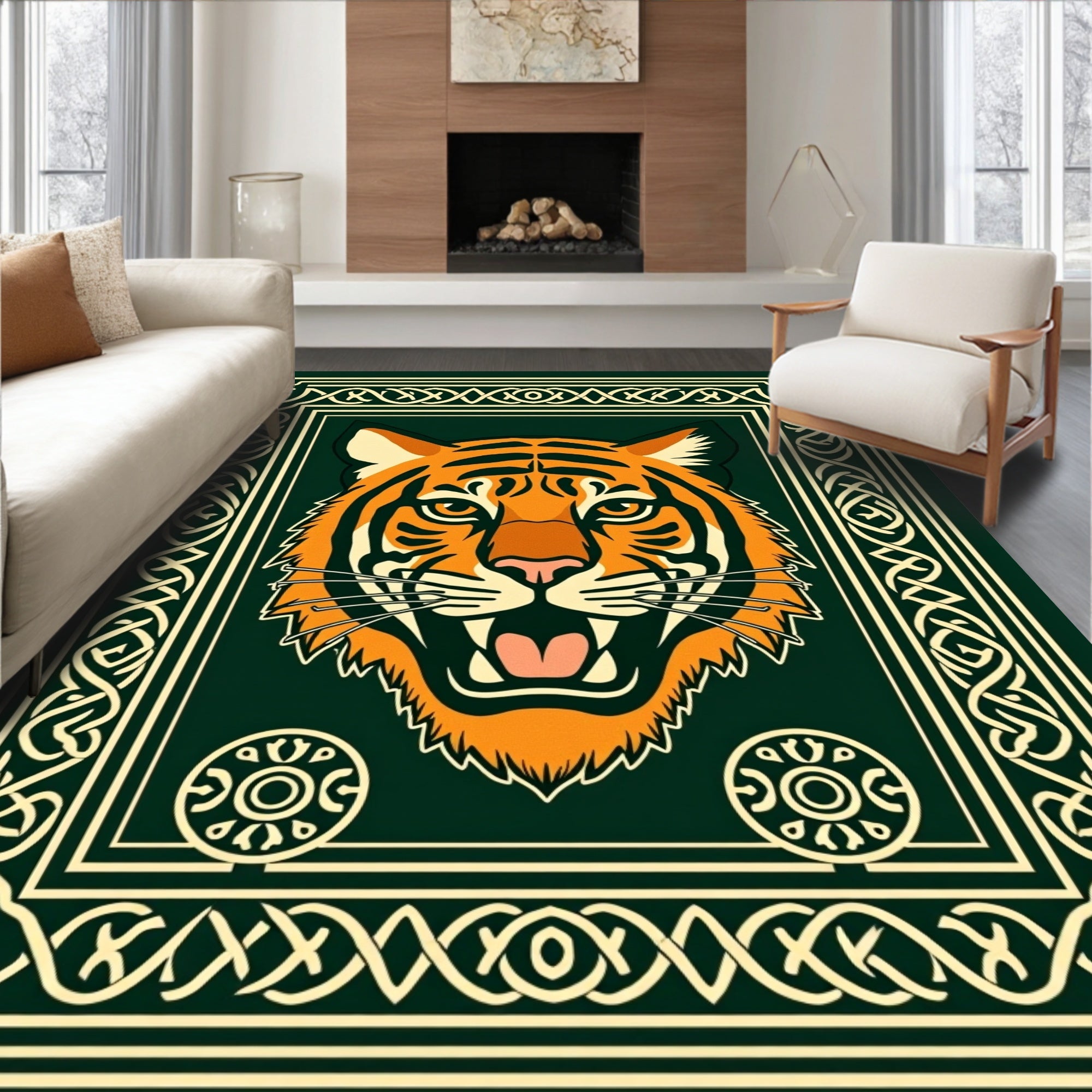 Bold Orange Tiger Celtic Knot Rug