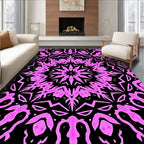 Vivid Pink Kaleidoscope Floral Statement Rug