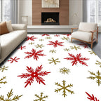 Crimson Gold Snowflake Scatter Rug
