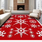 Festive Red Snowflake Collage Rug